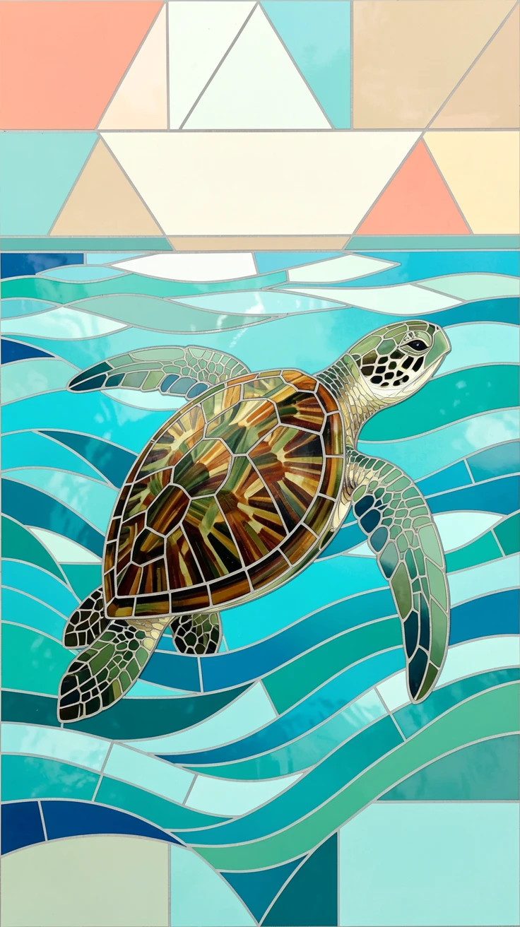 A sea turtle swimming gracefully through crystal-clear tropical water.