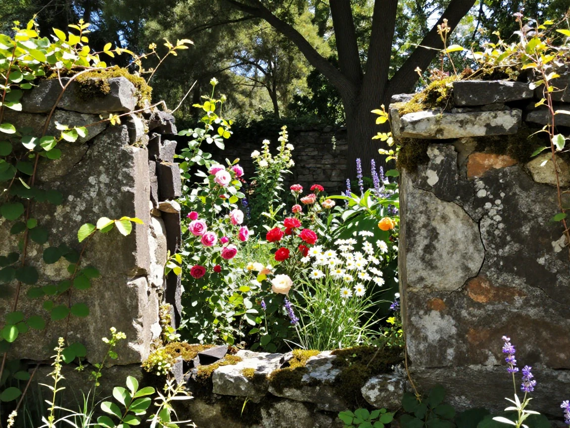 A hidden garden blooms behind a crumbling stone wall no map seems to know about.