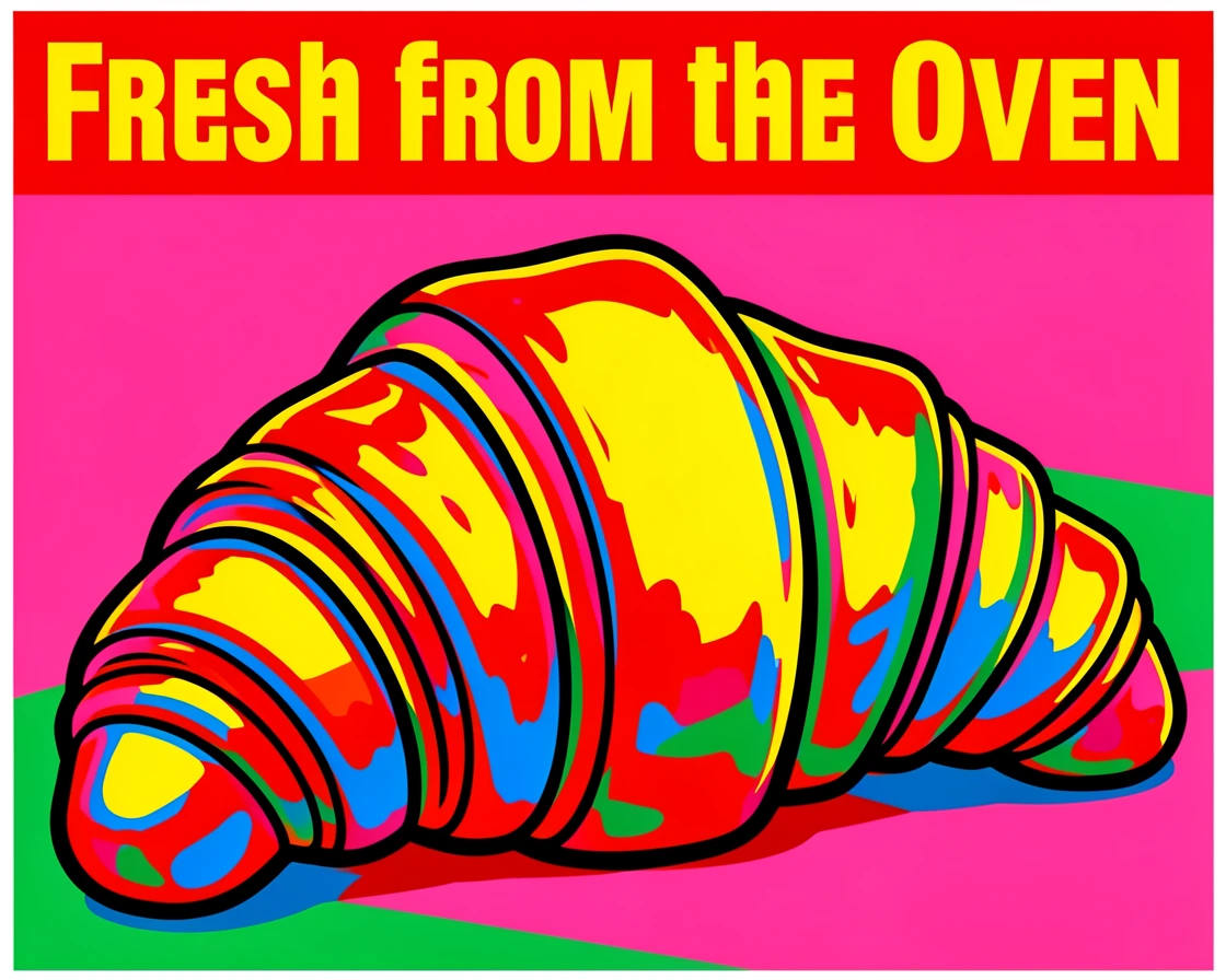 Croissant fresh from the oven with flaky layers