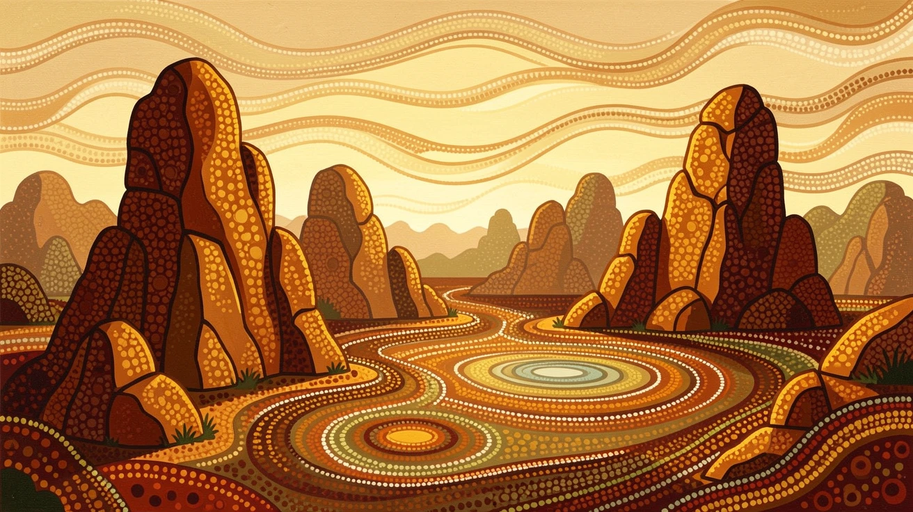 A limestone karst landscape bathed in golden afternoon light