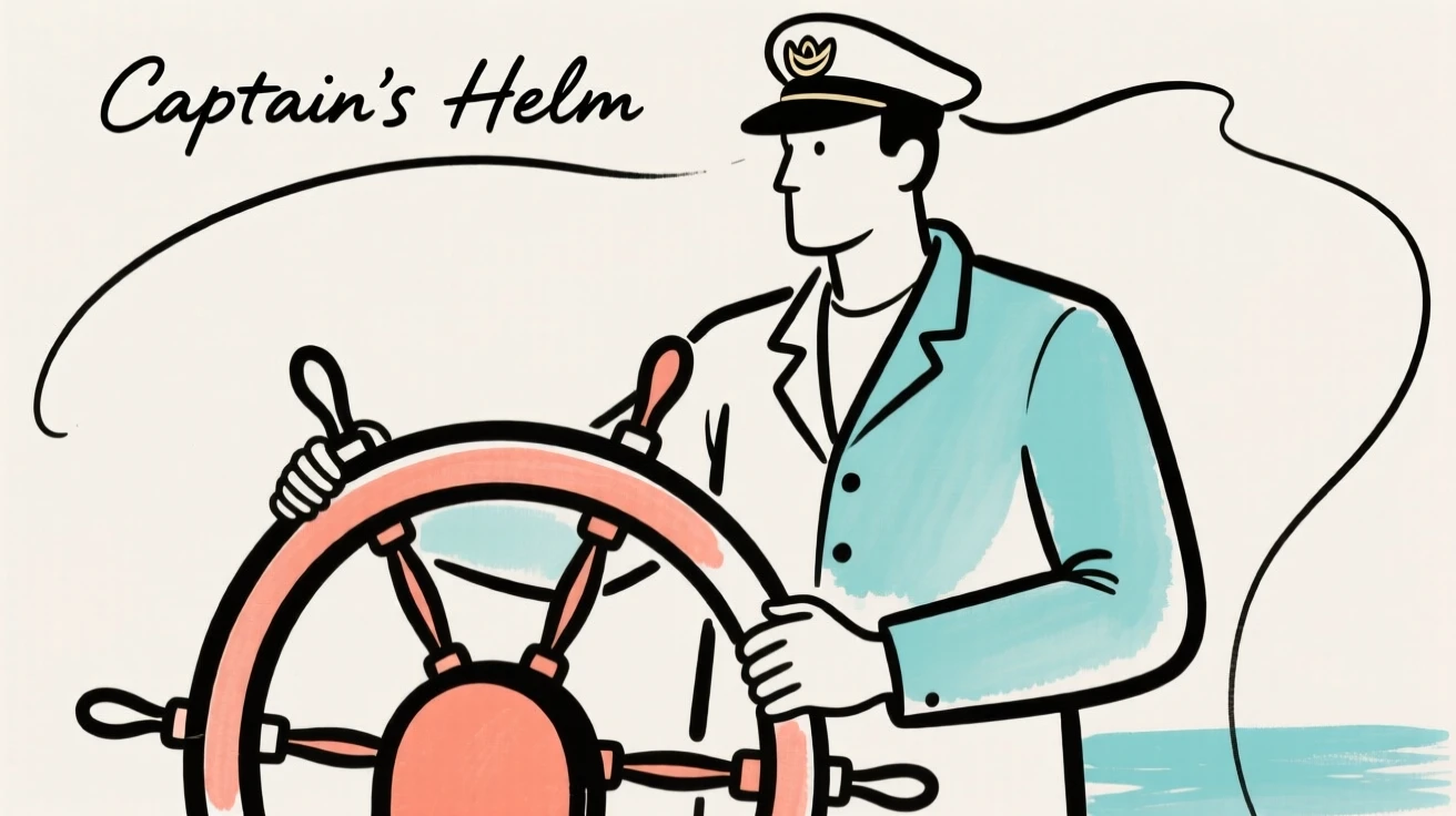 A ship captain at the helm