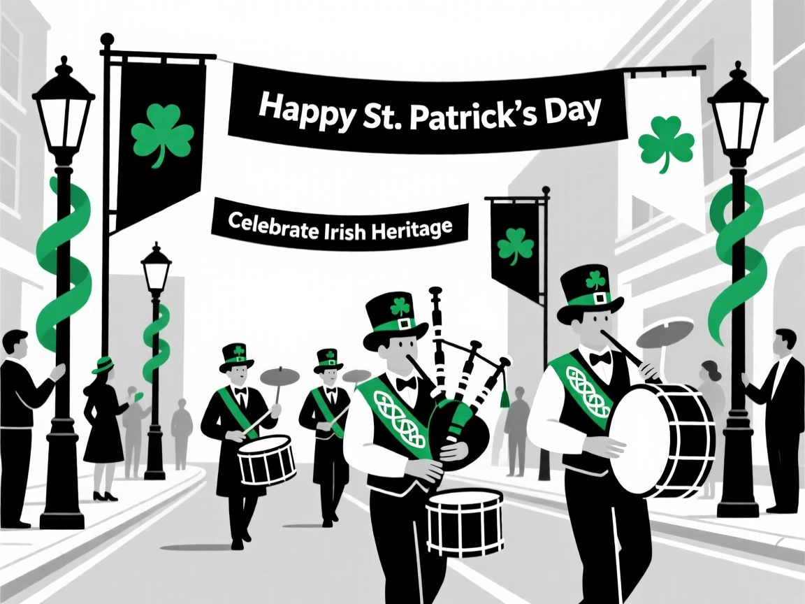 A St. Patrick's Day parade with green decorations.