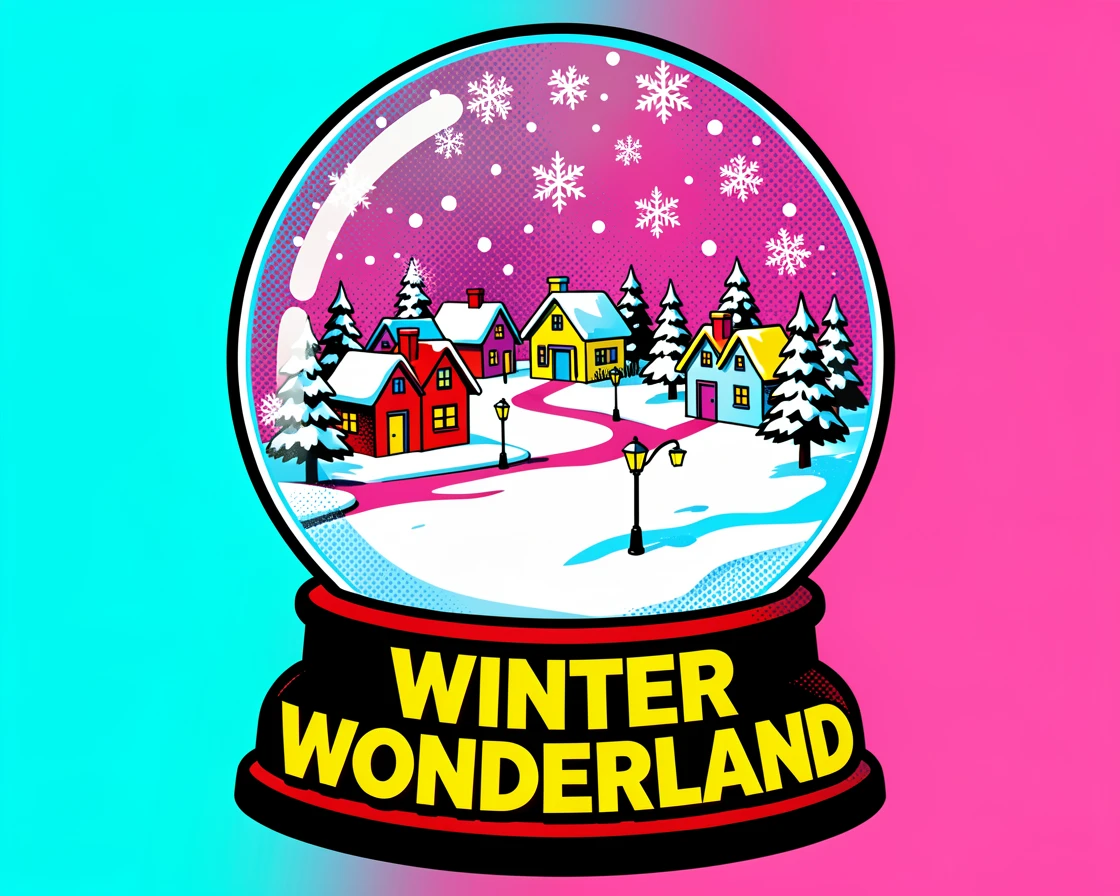 A snow globe capturing a tiny winter village scene