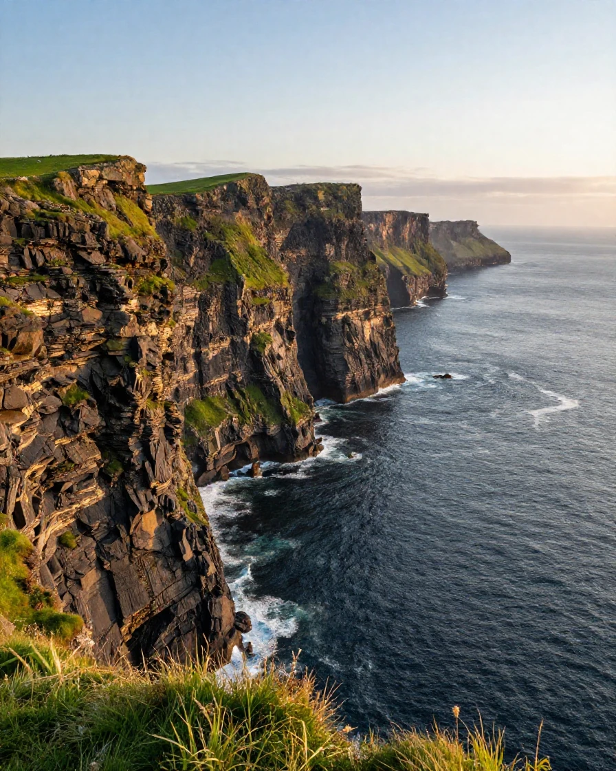 The Cliffs of Moher rising sharply from the Atlantic