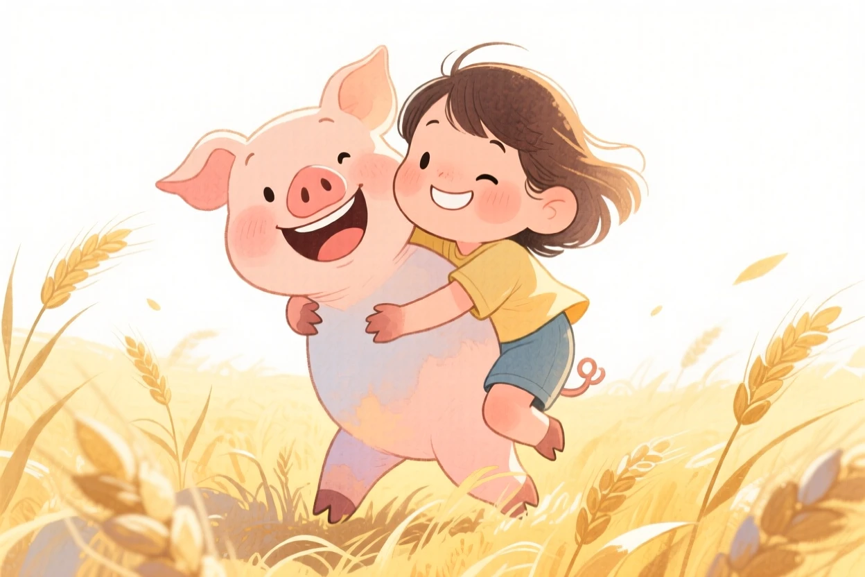 Two best friends turned sweethearts piggyback riding through a golden wheat field