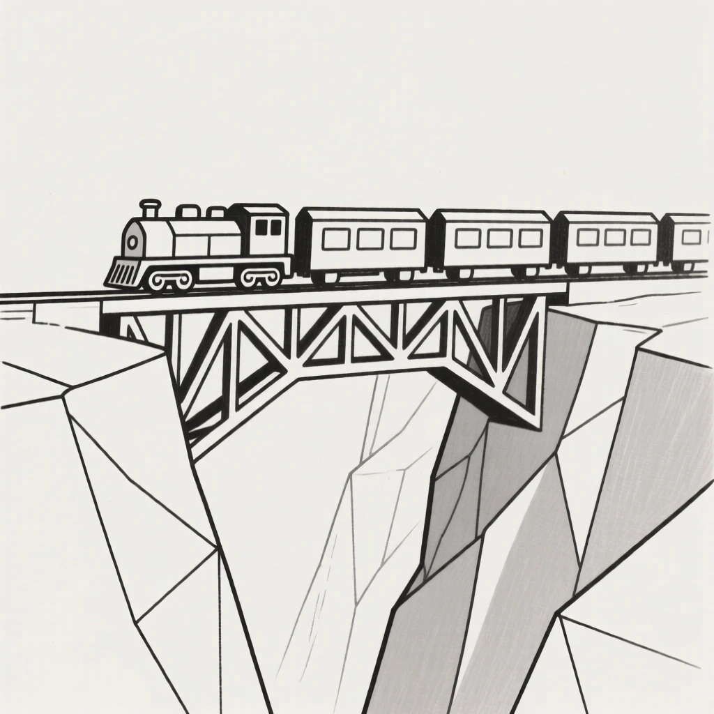 A train crossing a bridge over a deep canyon
