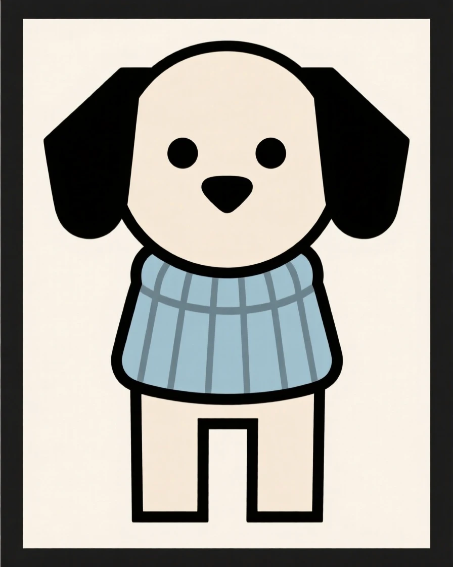 A puppy wearing a tiny knitted sweater