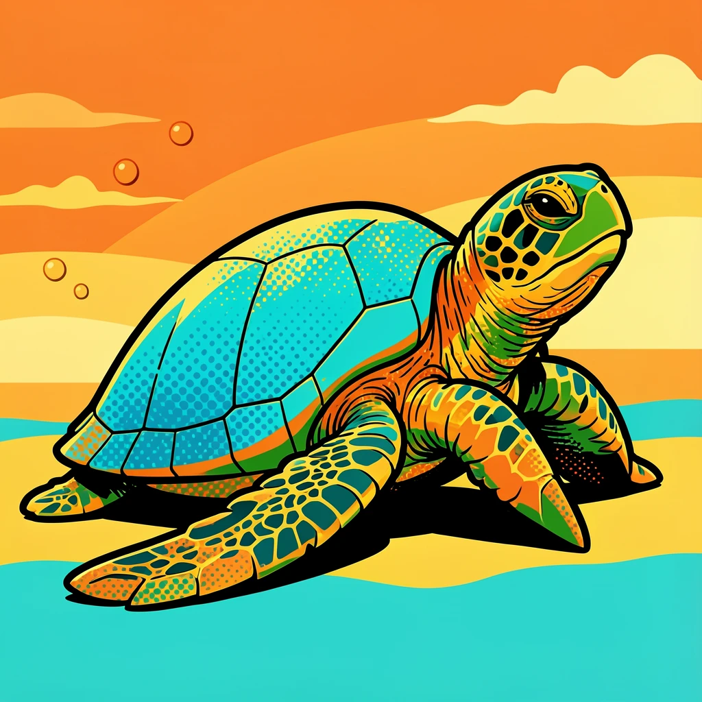 A sea turtle basking in warm afternoon sunlight
