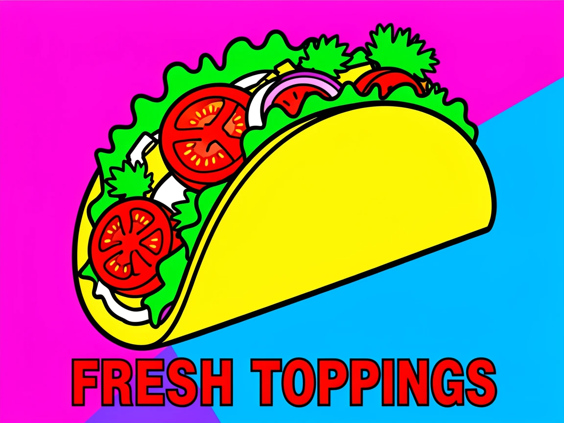 Taco overflowing with fresh toppings