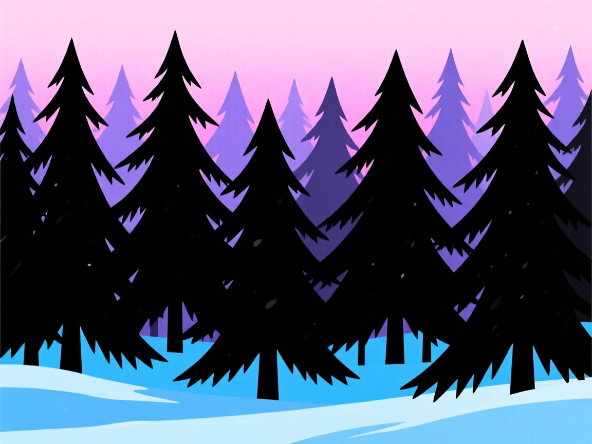 A dense pine forest blanketed in fresh untouched snow.