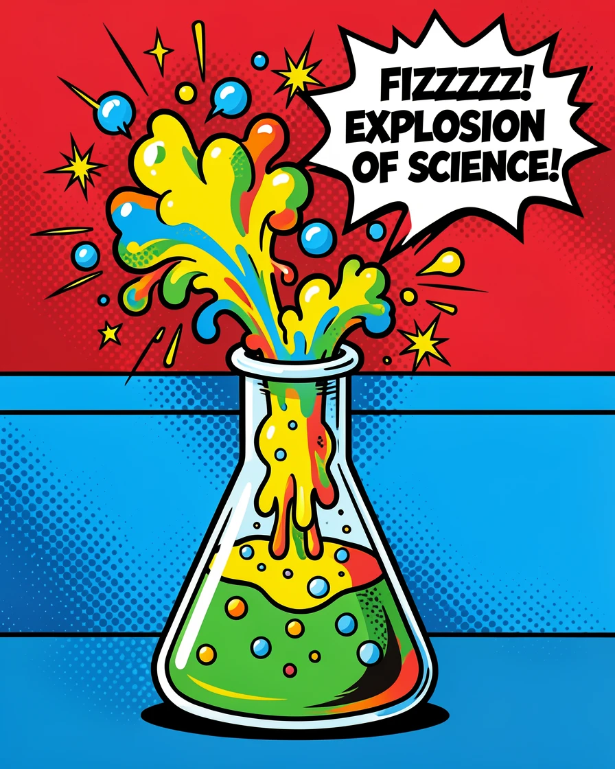 A chemistry experiment fizzing with dramatic reactions