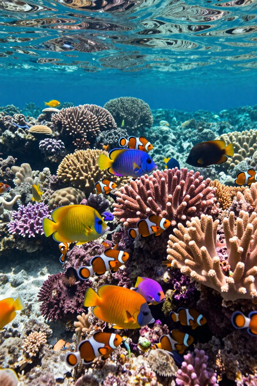 The Great Barrier Reef's coral gardens teeming with fish