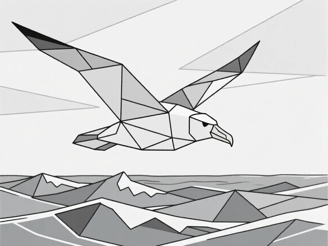 An albatross gliding low over ocean waves