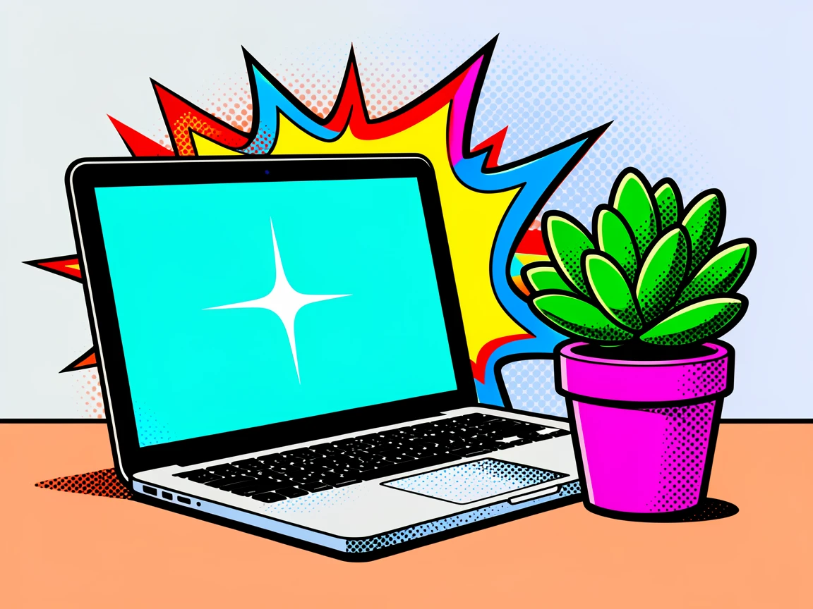 A minimalist workspace with a laptop and a small potted plant