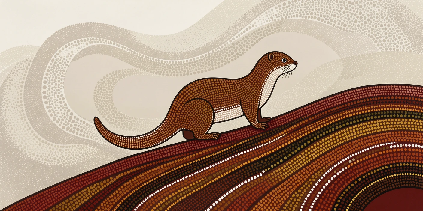 A lone river otter standing on a misty hillside