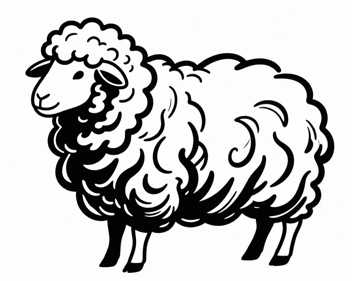 A fluffy sheep character with a rainbow-colored wool coat.