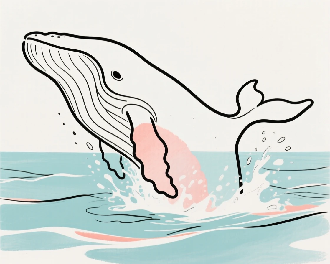 A humpback whale breaching the ocean