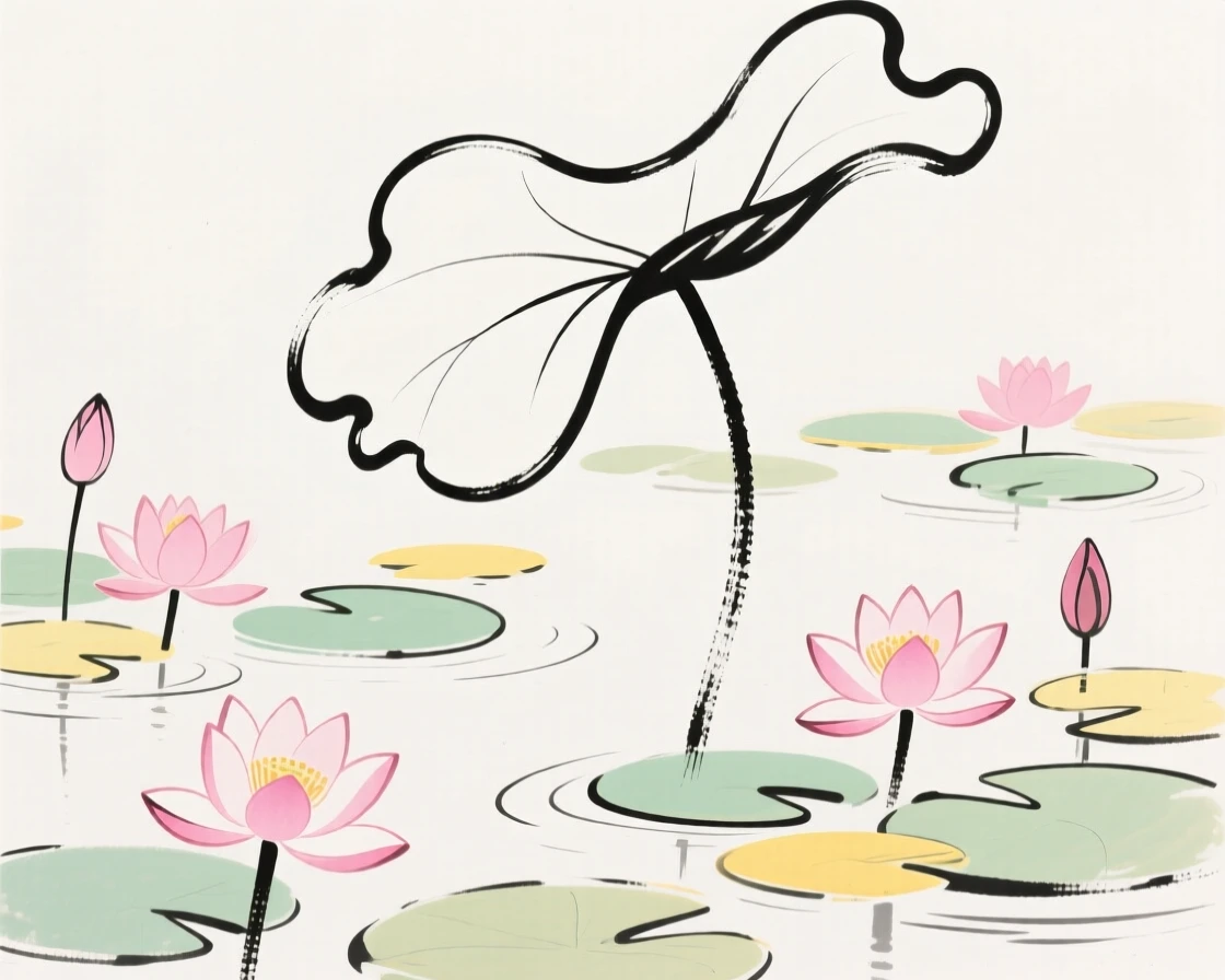 A quiet pond covered in blooming lotus flowers.
