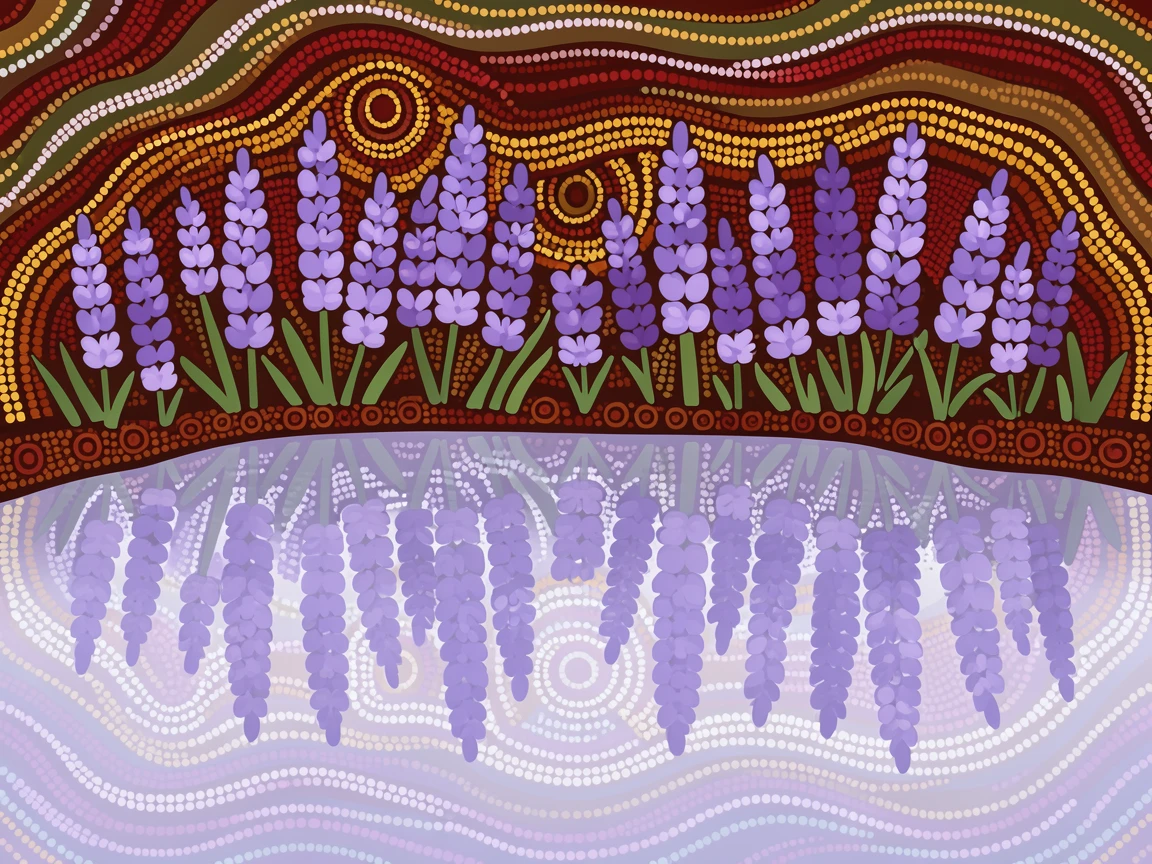 A lavender field reflected in still water