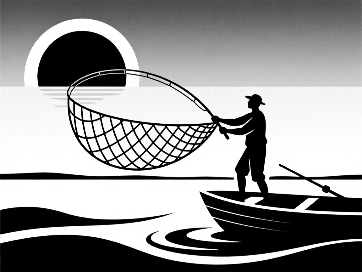 A fisherman casting a net at dawn.
