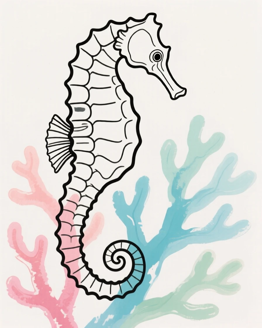 A seahorse clinging to coral