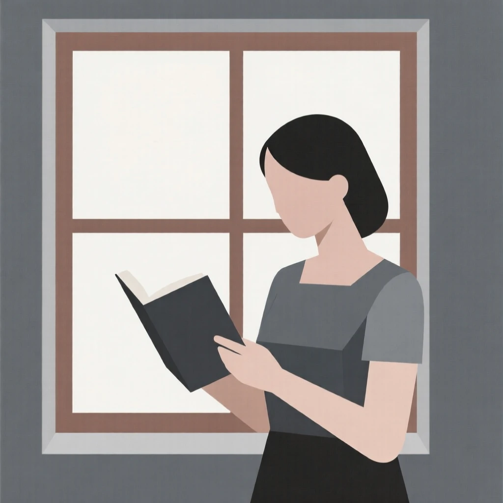 A woman reading a book by a window