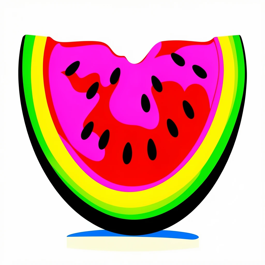 Wedge of watermelon with black seeds