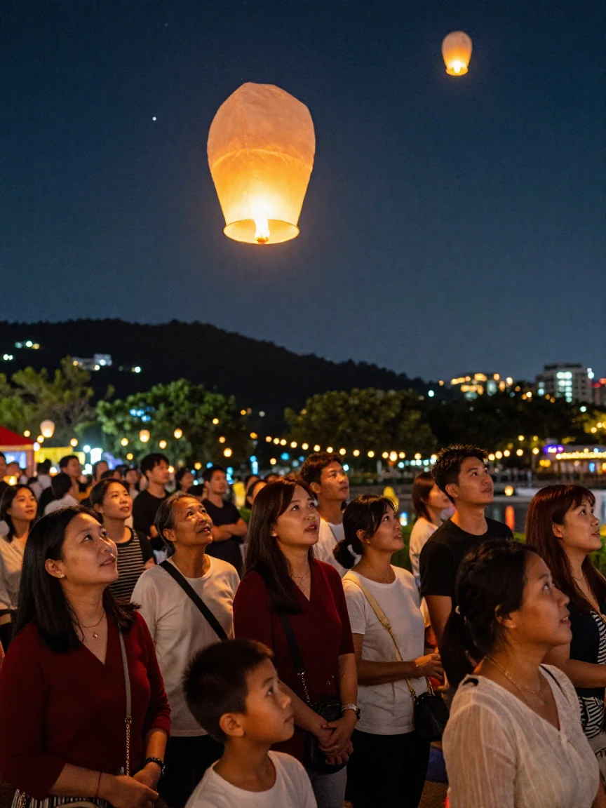 A lantern festival lighting up the night sky in Taiwan