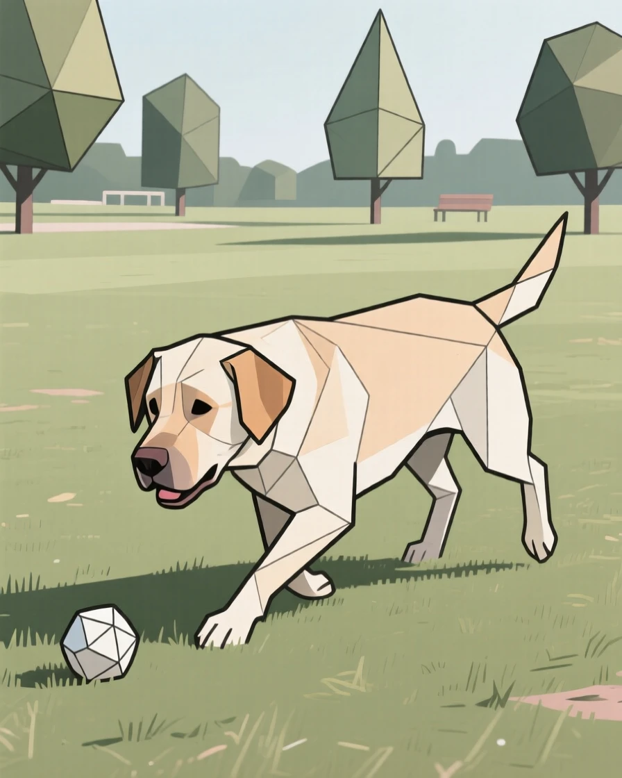 A Labrador retriever fetching a ball at the park