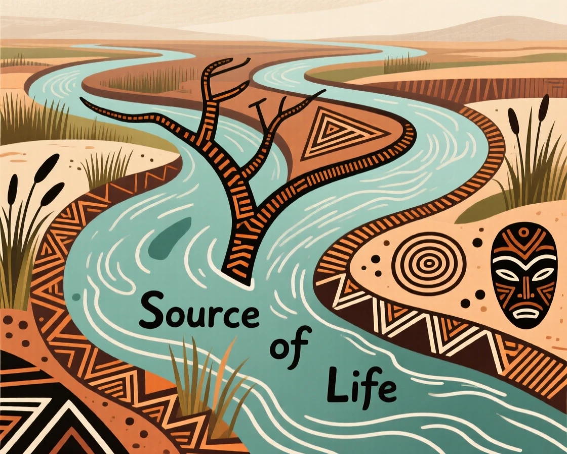 A wide delta where a river splits into many channels.