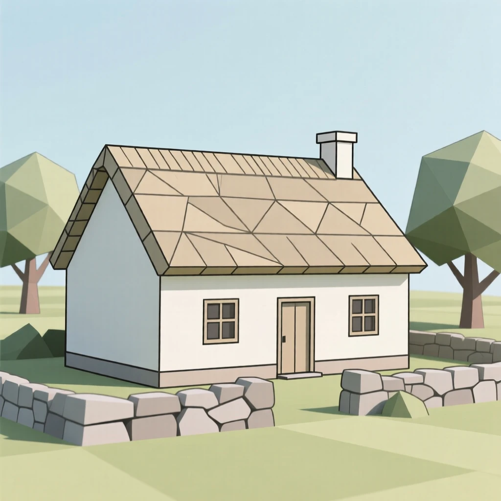 A traditional thatched cottage in the English countryside
