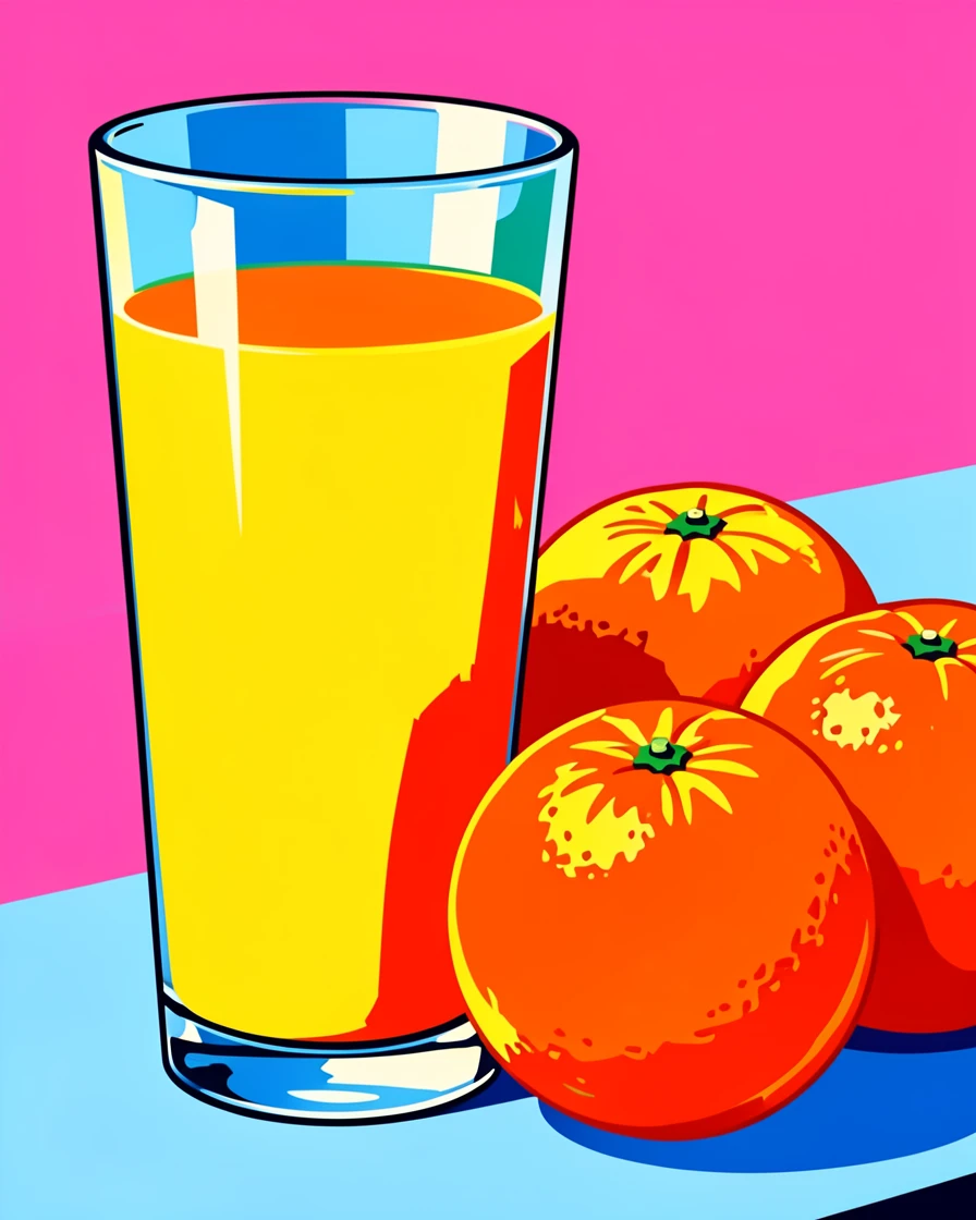 Glass of orange juice next to fresh oranges