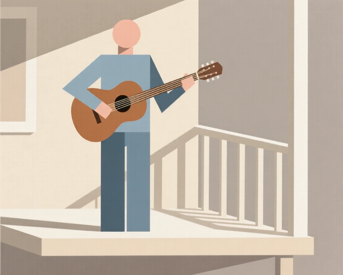 A man playing guitar on a porch