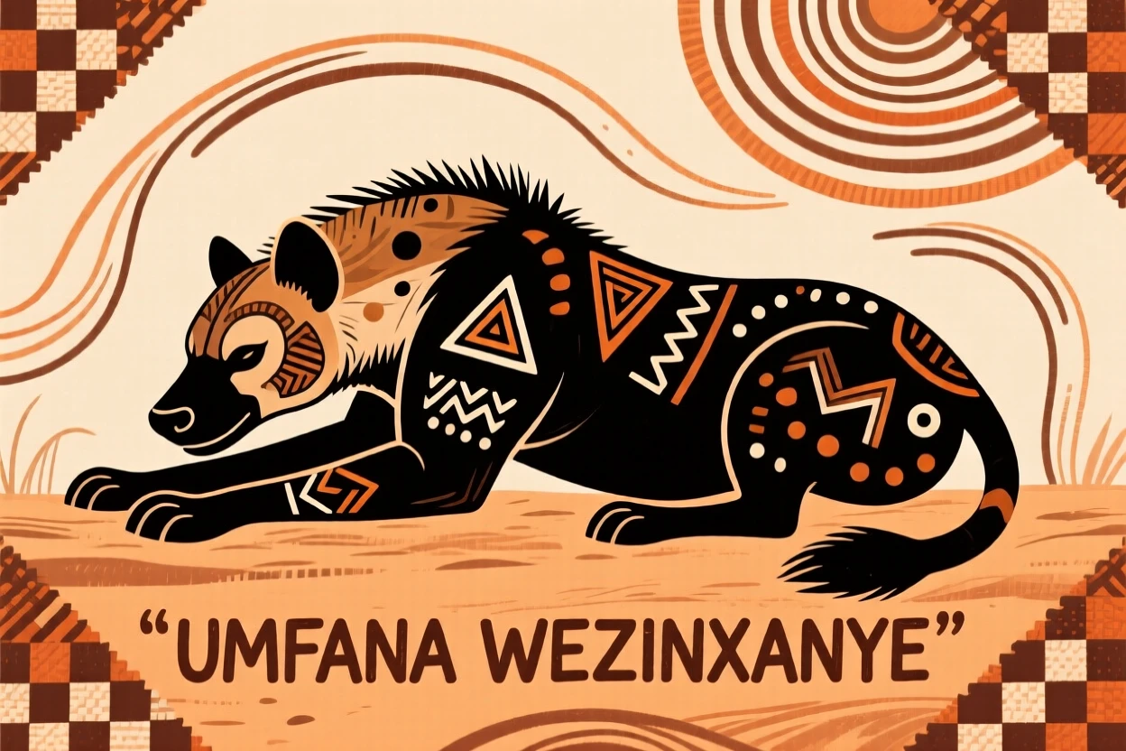 A hyena stretching after a long rest.