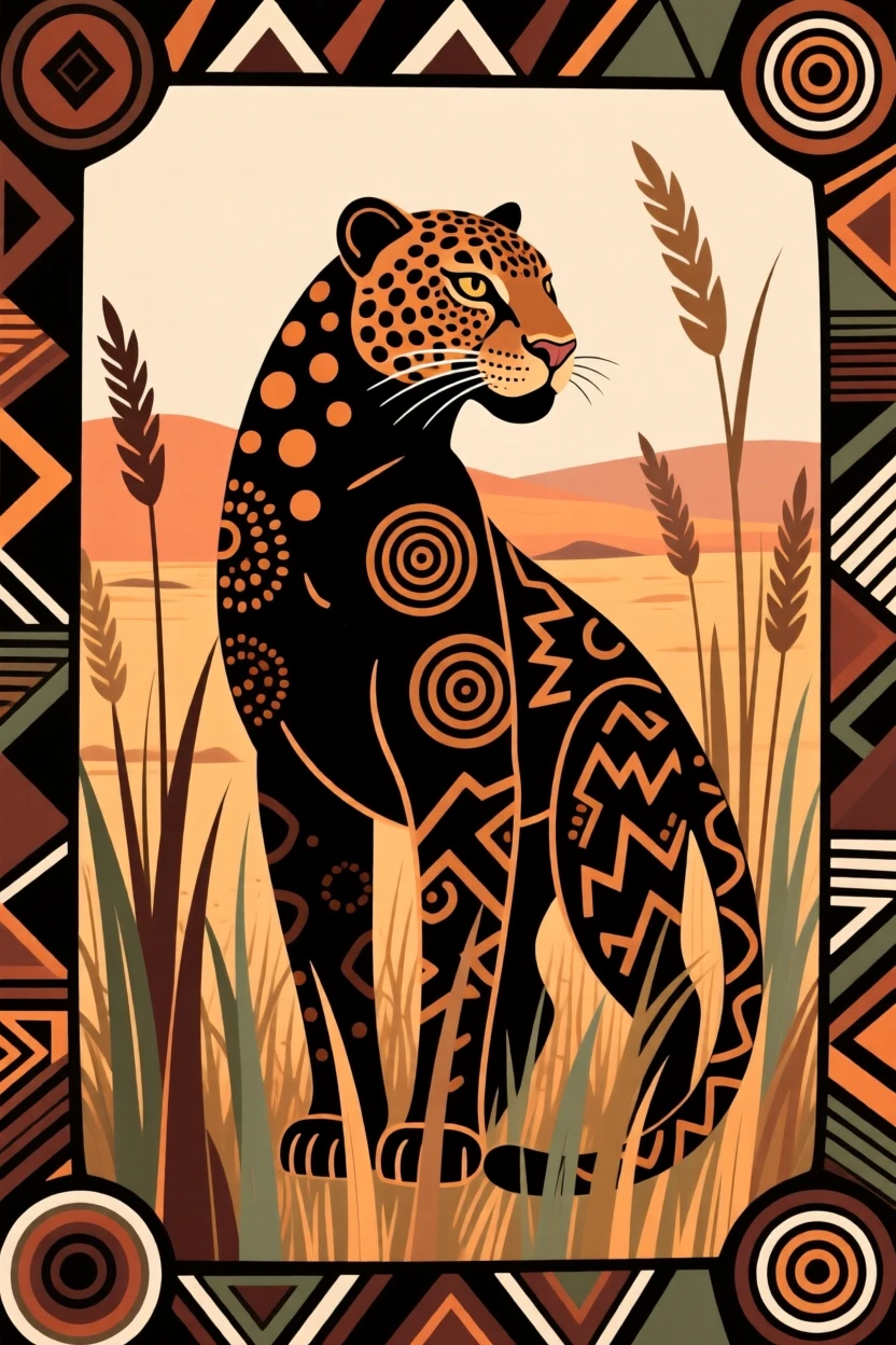 A leopard standing tall above the tall grass.