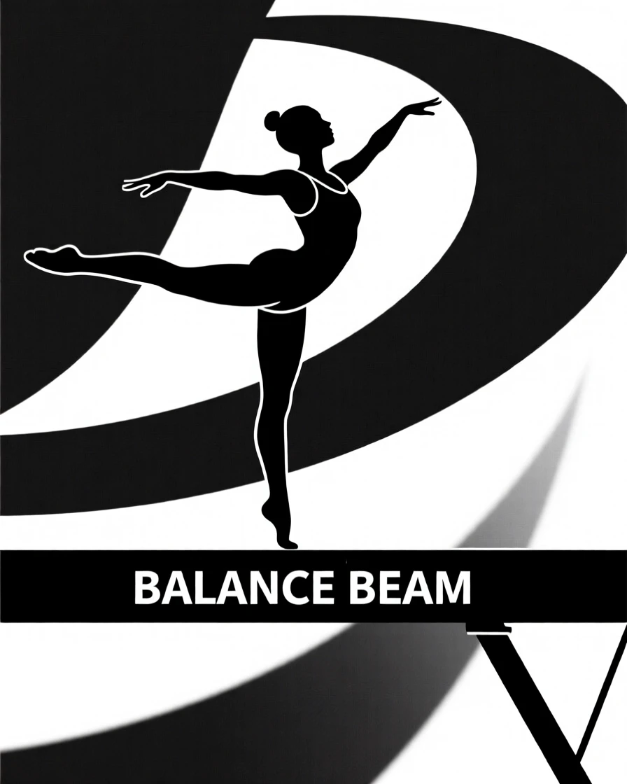 A gymnast performing a balance beam routine.