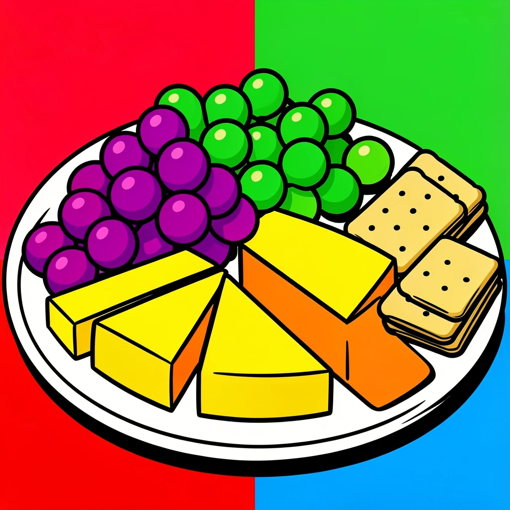 Cheese platter with grapes and crackers
