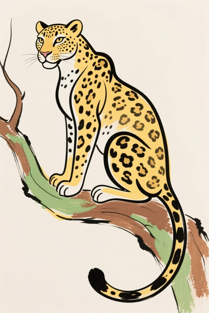 A leopard perched on a tree branch