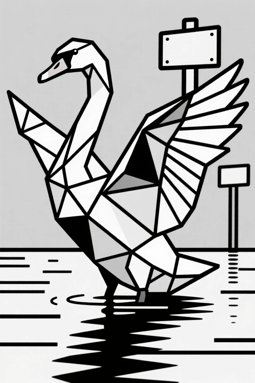 A trumpeter swan spreading its wings on a lake