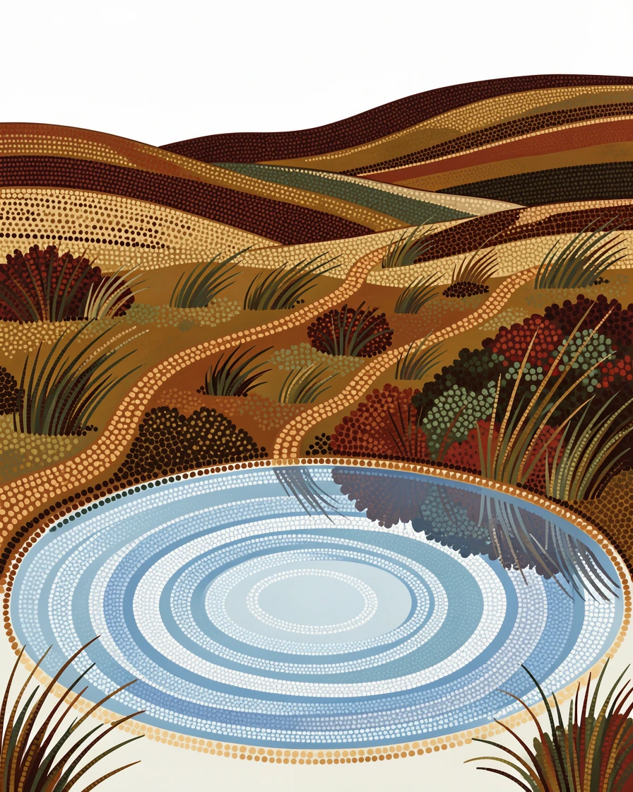A windswept highland moor reflected in still water