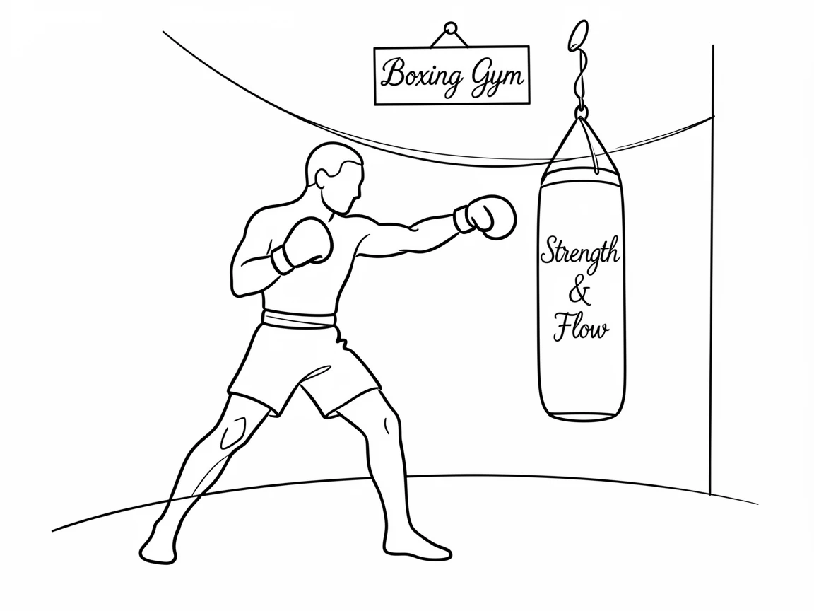 A boxer training with a punching bag inside a gym