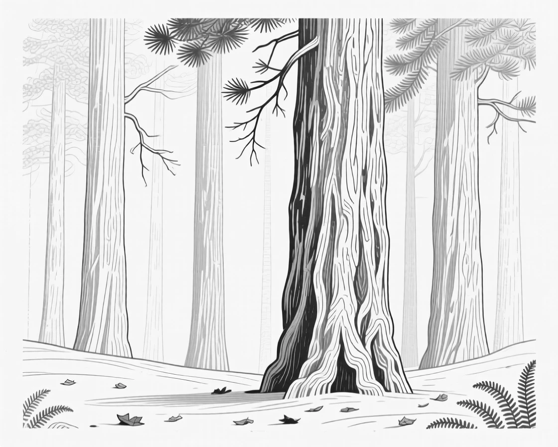 An ancient forest with towering redwood trees
