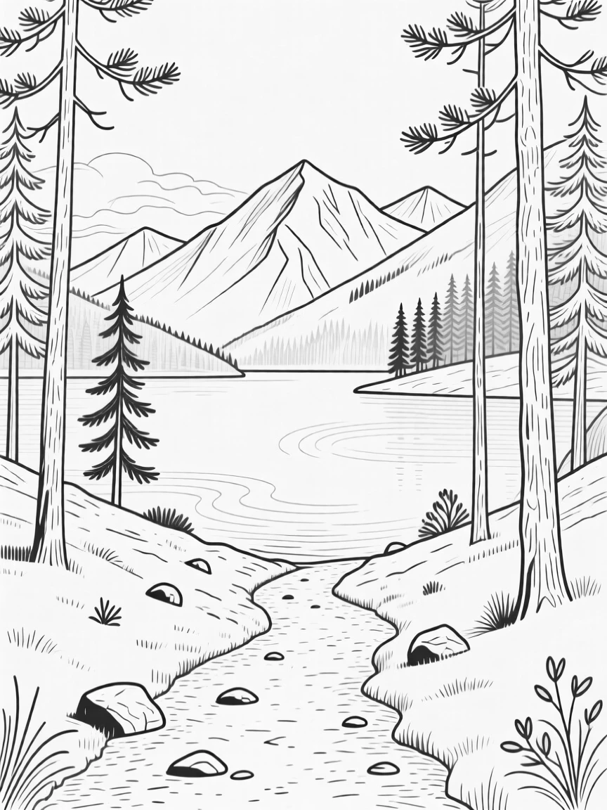A hidden mountain lake accessible by a narrow forest trail