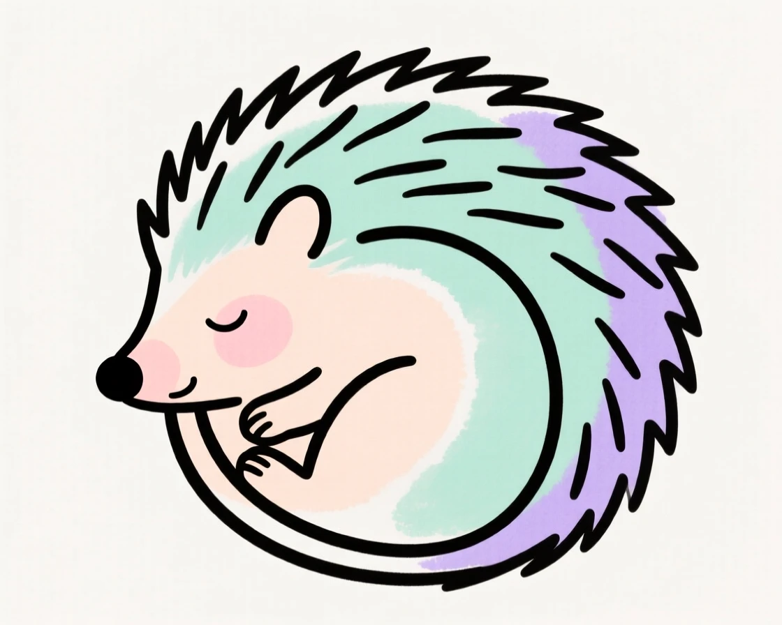 A hedgehog curled into a ball