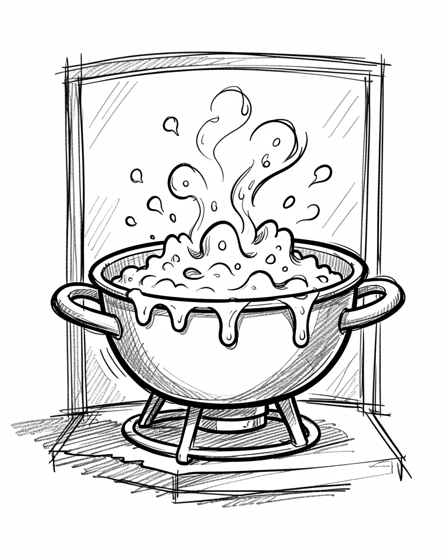 A bubbling cheese fondue pot displayed in a bakery window.