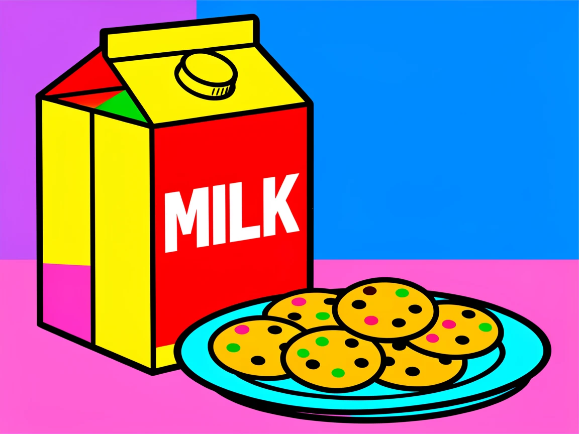 Milk carton and a plate of cookies
