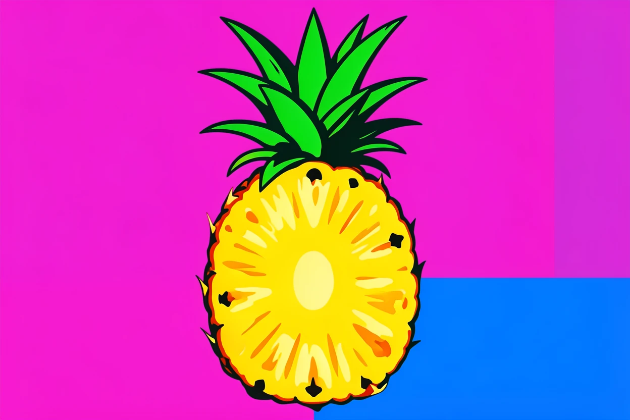 Fresh pineapple sliced open