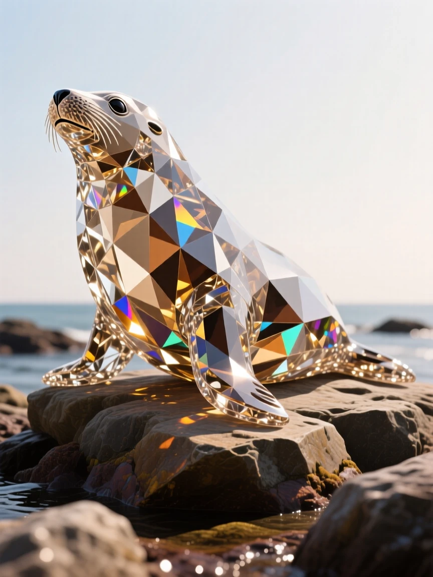 A sea lion basking on sun-warmed rocks along a rugged coastline.