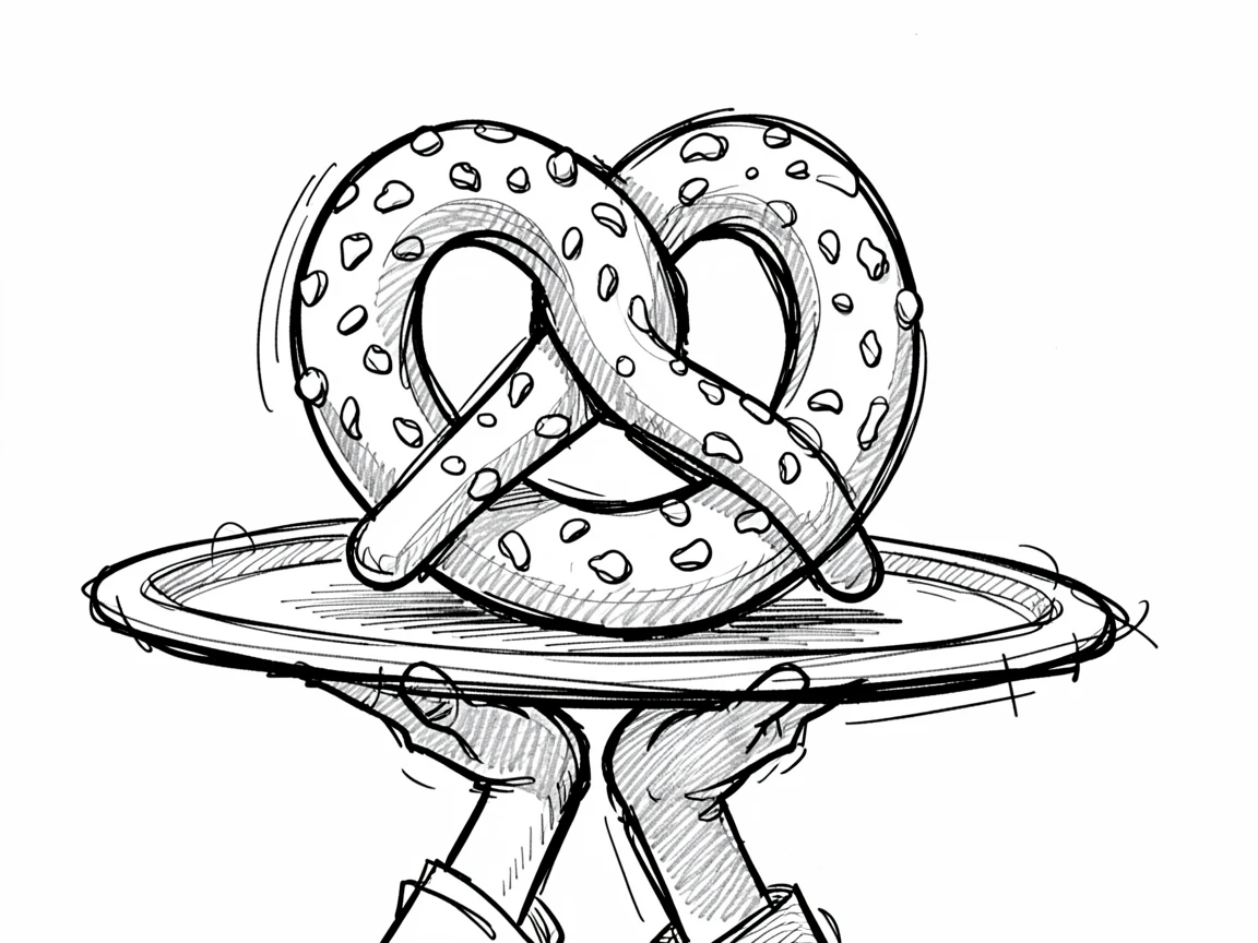 A giant pretzel on a tray carried to a celebration.