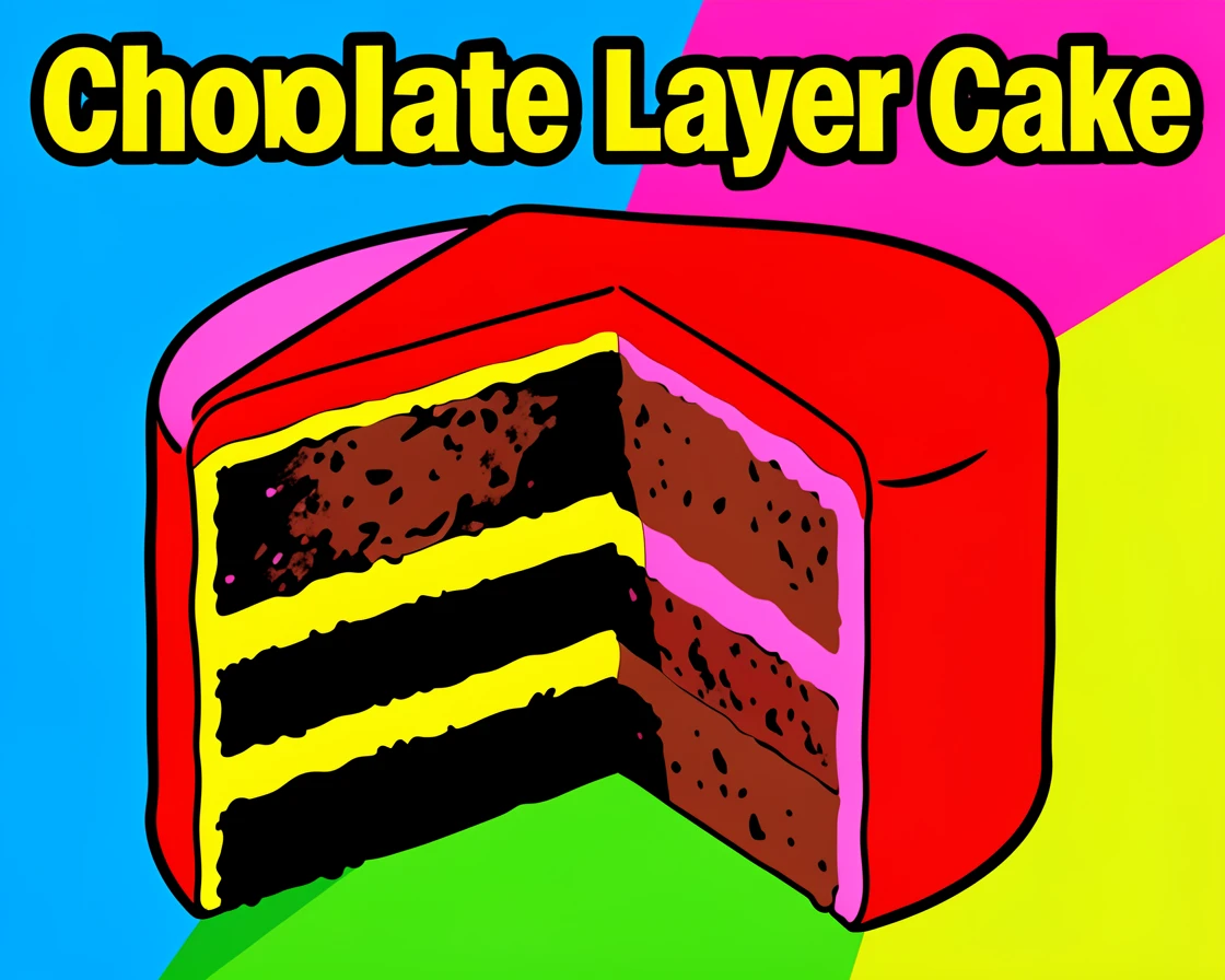 Wedge of chocolate layer cake with a slice cut out